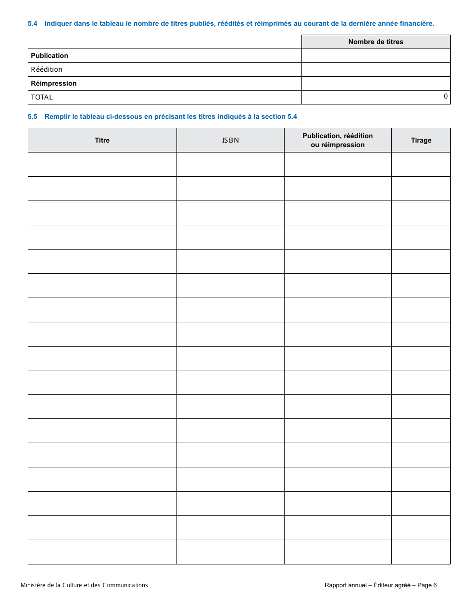 Rapport Annuel - Editeur Agree - Quebec, Canada (French), Page 9