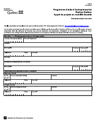 Forme F-0072 Startup Quebec Appel De Projets En Mobilite Durable Demande D&#039;aide Financiere - Quebec, Canada (French)