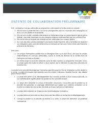 Entente De Collaboration Preliminaire - Quebec, Canada (French)