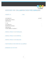 Entente De Collaboration Preliminaire - Quebec, Canada (French), Page 2