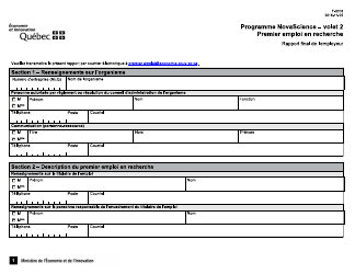 Document preview: Forme F-0018 Rapport Final De L'employeur - Premier Emploi En Recherche - Quebec, Canada (French)
