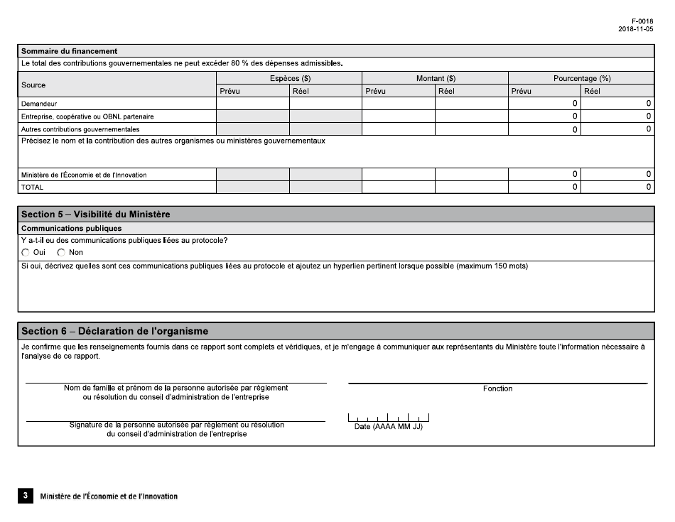 Forme F-0018 Rapport Final De Lemployeur - Premier Emploi En Recherche - Quebec, Canada (French), Page 3
