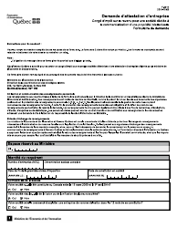 Document preview: Forme F-0012 Demande D'attestation D'entreprise " Conge D'impot Sur Le Revenu Pour Une Societe Dediee a La Commercialisation D'une Propriete Intellectuelle - Quebec, Canada (French)