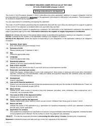 Schedule I Statement Required Under Article 444 of the Code of Civil Procedure (Chapter C-25.01) - Quebec, Canada, Page 2