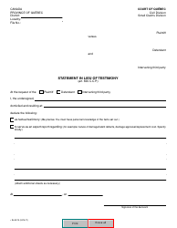 Form SJ-837A Statement in Lieu of Testimony - Quebec, Canada, Page 2