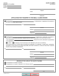 Form SJ-855A Application for Transfer to the Small Claims Division - Quebec, Canada, Page 2