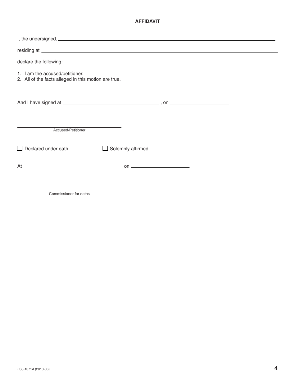 Form SJ-1071A Motion to Participate in the Court of Quebec Addiction Treatment Program (Cqatp) - Quebec, Canada, Page 4