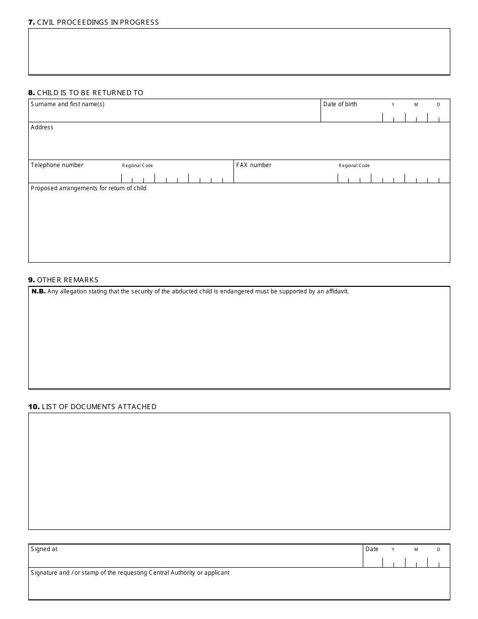Form AJ-132A Request for Return of the Child - Quebec, Canada, Page 4