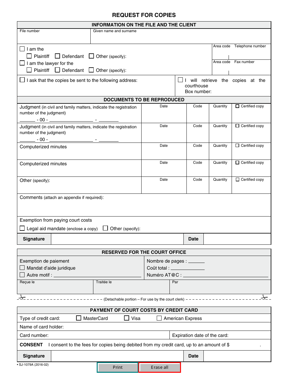 Form SJ-1079A Request for Copies - Quebec, Canada, Page 2