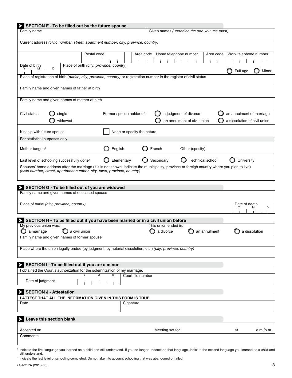 Form SJ-217A Civil Marriage - General Information - Quebec, Canada, Page 4