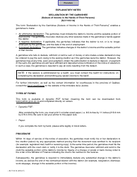 Document preview: Form SJ-1103-1A Declaration by the Garnishee (Seizure of Income in the Hands of Third Persons) - Quebec, Canada