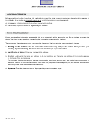 Form SJ-226A List of Creditors (Voluntary Deposit) - Quebec, Canada, Page 2