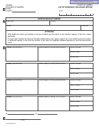 Form SJ-226A List of Creditors (Voluntary Deposit) - Quebec, Canada, Page 3