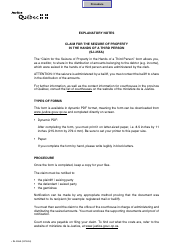 Form SJ-255A Claim for the Seizure of Property in the Hands of a Third Person - Quebec, Canada