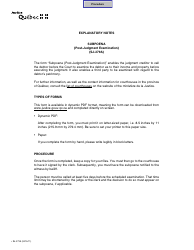 Form SJ-279A Subpoena (Post-judgment Examination) - Quebec, Canada