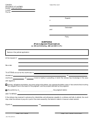 Form SJ-279A Subpoena (Post-judgment Examination) - Quebec, Canada, Page 2