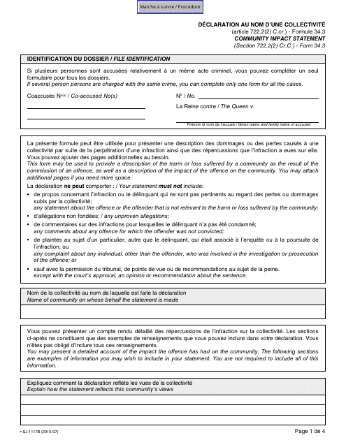 Form 34.3 (SJ-1117B) Community Impact Statement - Quebec, Canada (English/French)