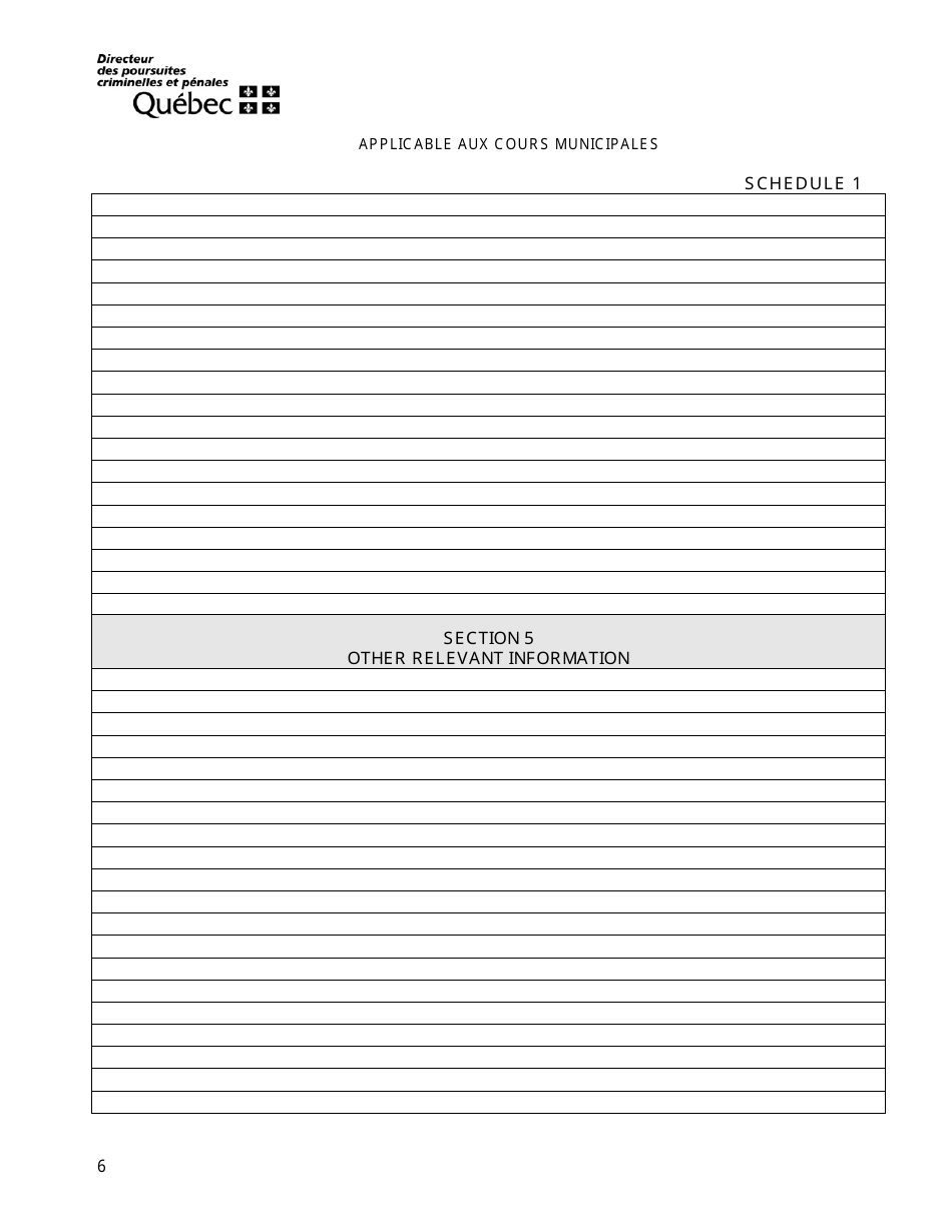 Schedule 1 Request for an Attestation for the Purpose of Resiliating a Lease on Grounds of Violence or Sexual Assault - Quebec, Canada, Page 6