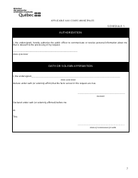 Schedule 1 &quot;Request for an Attestation for the Purpose of Resiliating a Lease on Grounds of Violence or Sexual Assault&quot; - Quebec, Canada, Page 7