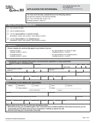 Application for Withdrawal - Quebec, Canada