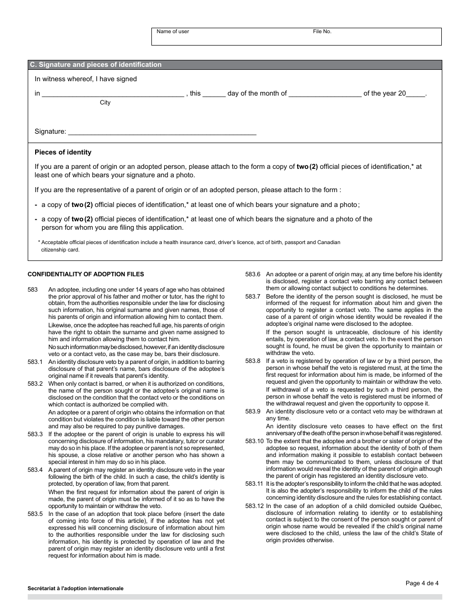 Application for Withdrawal - Quebec, Canada, Page 4