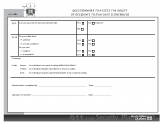Questionnaire to Assess the Ability of Residents to Evacuate - Quebec, Canada, Page 3