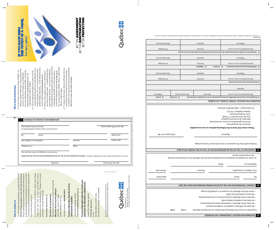 Quebec Canada Change of Contact Information - Fill Out, Sign Online and ...