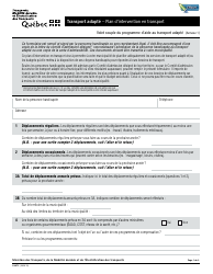 Document preview: Forme V-3075 Transport Adapte ' Plan D'intervention En Transport - Quebec, Canada (French)