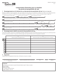 Document preview: Forme LM-400.I Compensation Financiere Pour Un Titulaire De Permis De Proprietaire De Taxi - Quebec, Canada (French)