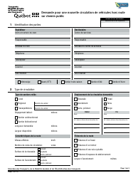 Forme V-3097 Demande Pour Une Nouvelle Circulation De Vehicules Hors Route Sur Chemin Public - Quebec, Canada (French)