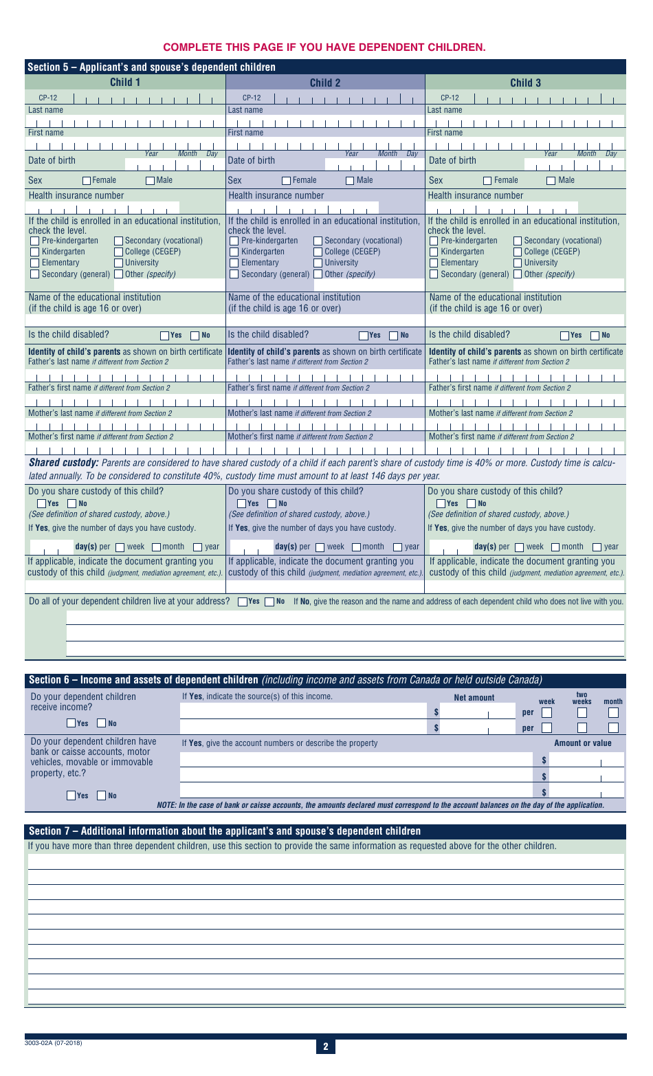 Form 3003-02A Appendix 2 Application for Last-Resort Financial Assistance - Quebec, Canada, Page 4