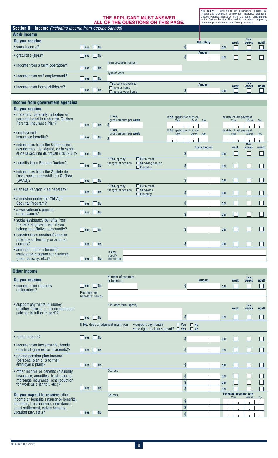 Form 3003-02A Appendix 2 Application for Last-Resort Financial Assistance - Quebec, Canada, Page 5