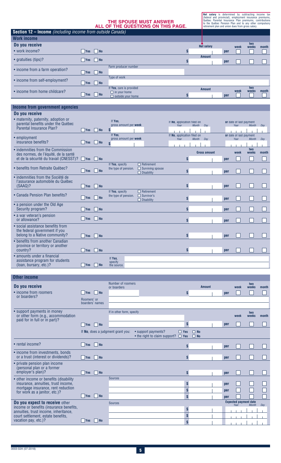Form 3003-02A Appendix 2 Application for Last-Resort Financial Assistance - Quebec, Canada, Page 7
