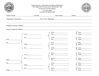 Document preview: Application for Certification of Stallion Registration - New Hampshire