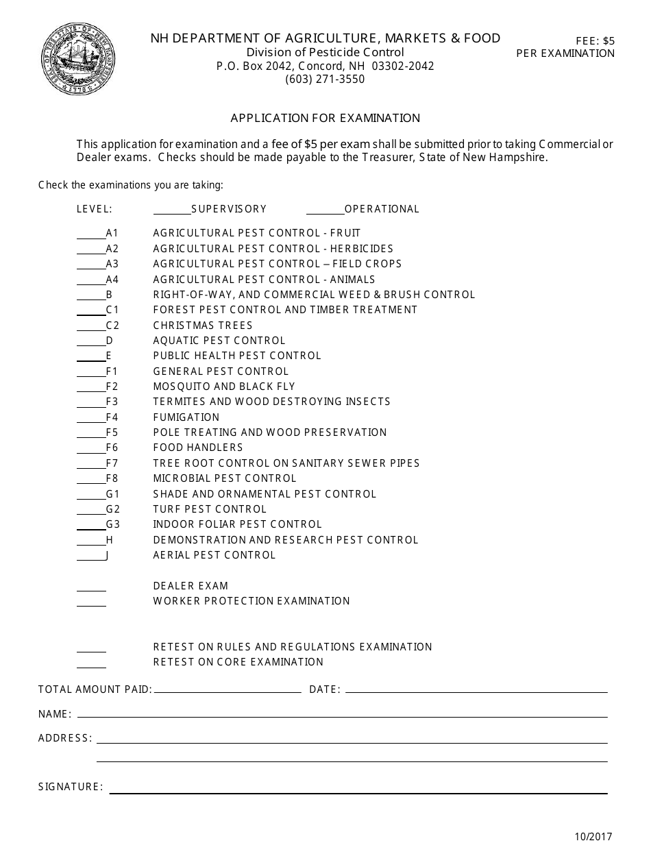 Commercial / Dealer Exam Application - New Hampshire, Page 1