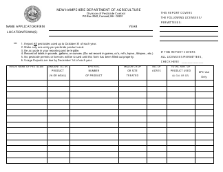 Yearly Use Pesticide Reporting Form - New Hampshire