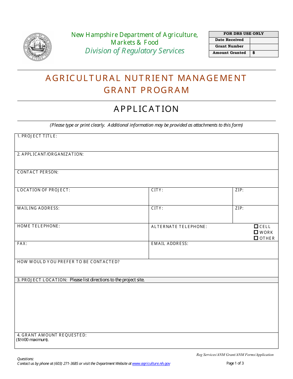 New Hampshire Agricultural Nutrient Management Grant Program