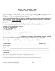 Document preview: Nhdamf Organic Certification Program Surrender of Organic Certificate Form - New Hampshire