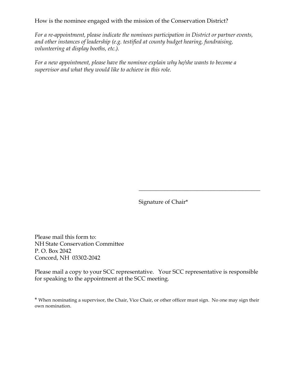 Supervisor Nomination Form - New Hampshire, Page 2