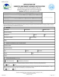 Form NHDES-A-01-011 &quot;Application for Asbestos Abatement Worker Certification&quot; - New Hampshire