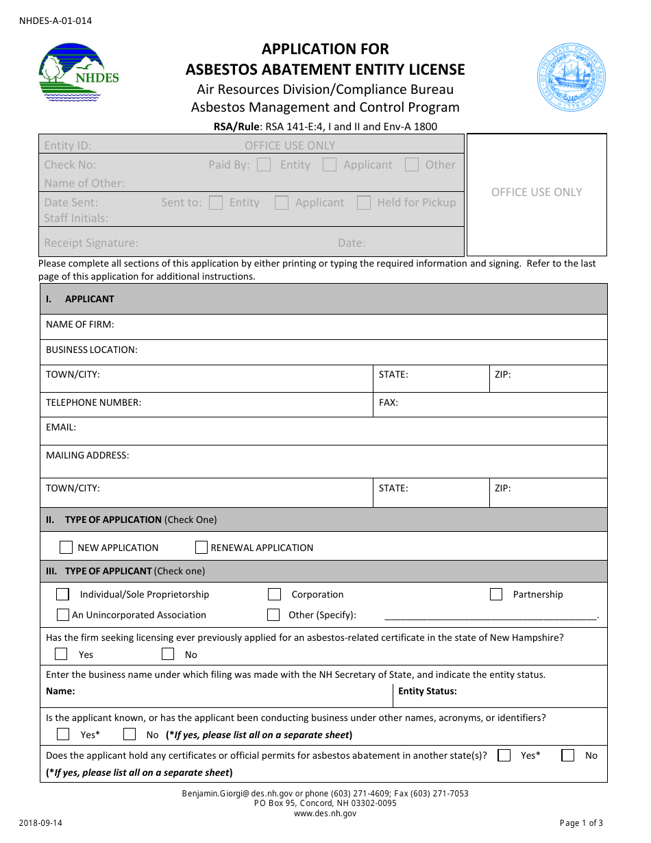 Form NHDES-A-01-014 - Fill Out, Sign Online and Download Printable PDF