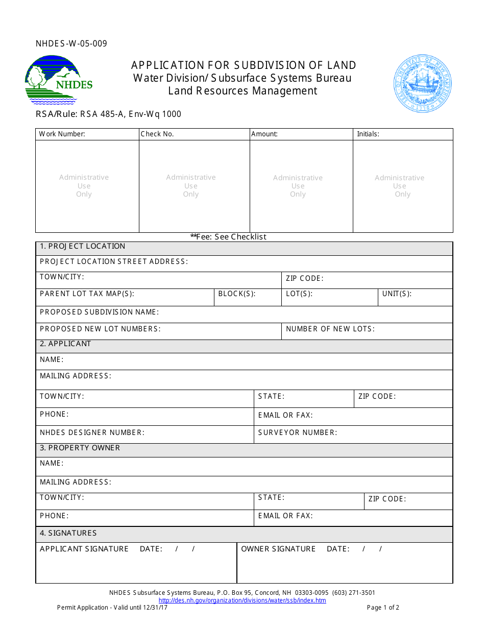 Form NHDESW05009 Fill Out, Sign Online and Download Printable PDF