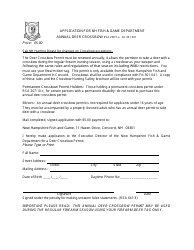 Document preview: Application for Nh Fish & Game Department Annual Deer Crossbow - New Hampshire
