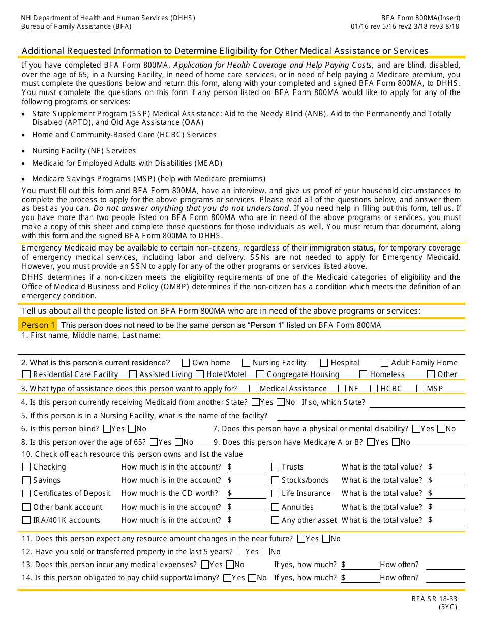 BFA Form 800MA Application for Health Coverage  Help Paying Costs - New Hampshire, Page 17
