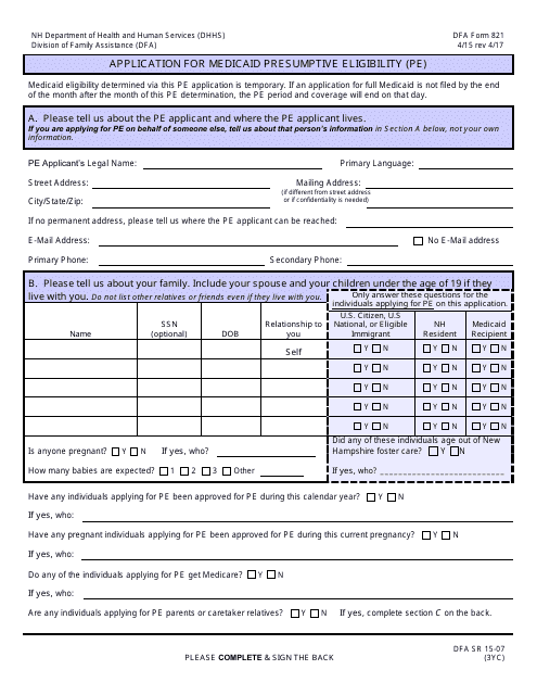 DFA Form 821  Printable Pdf