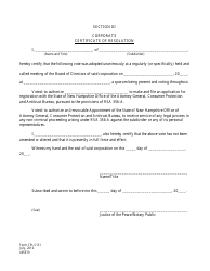 Form CPLS151 Section III &quot;Corporate Certificate of Resolution&quot; - New Hampshire