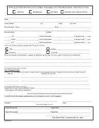 Form PAB006 &quot;Application for Nh Vocational Rehabilitation Provider Certification&quot; - New Hampshire
