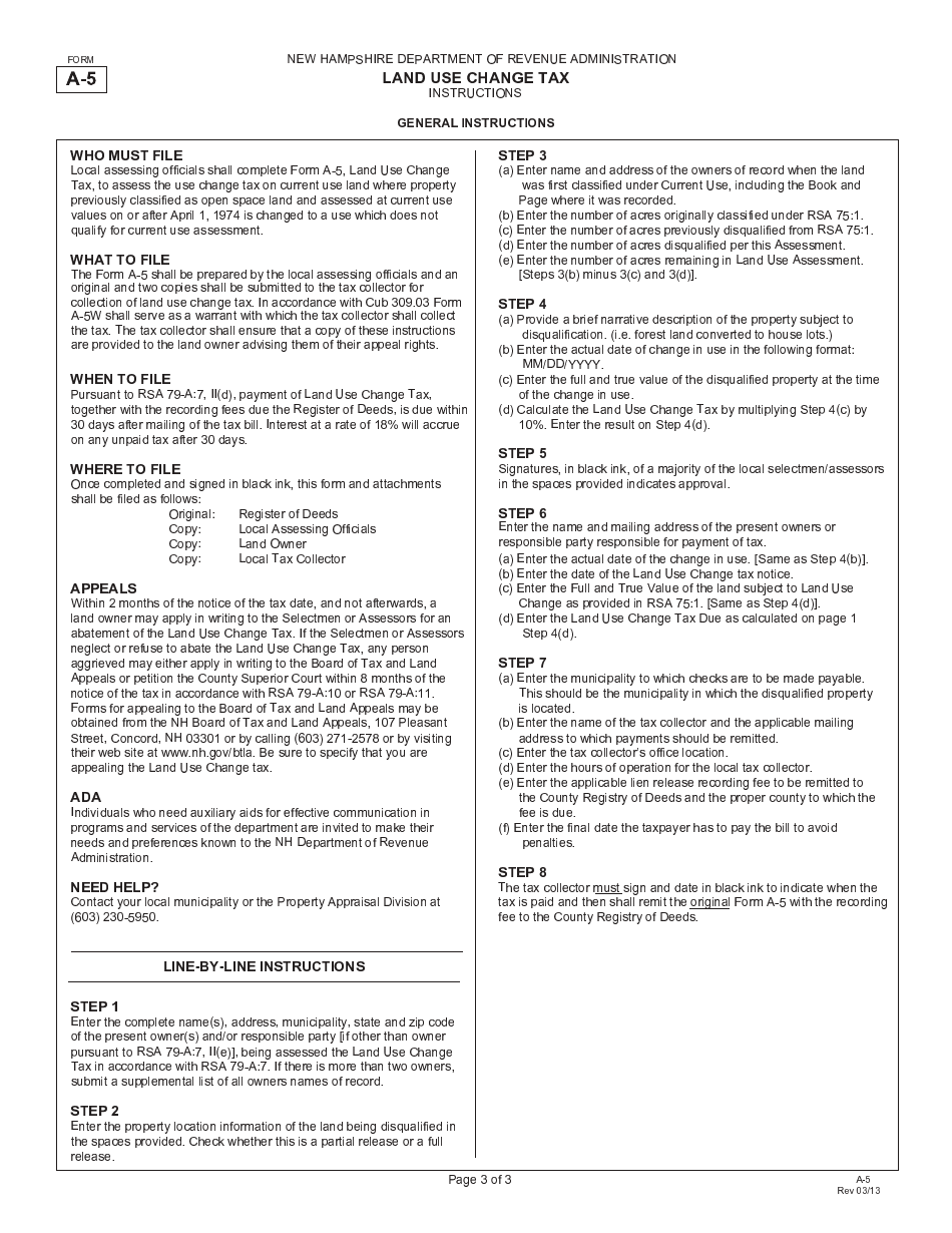 Form A-5 Land Use Change Tax - New Hampshire, Page 3