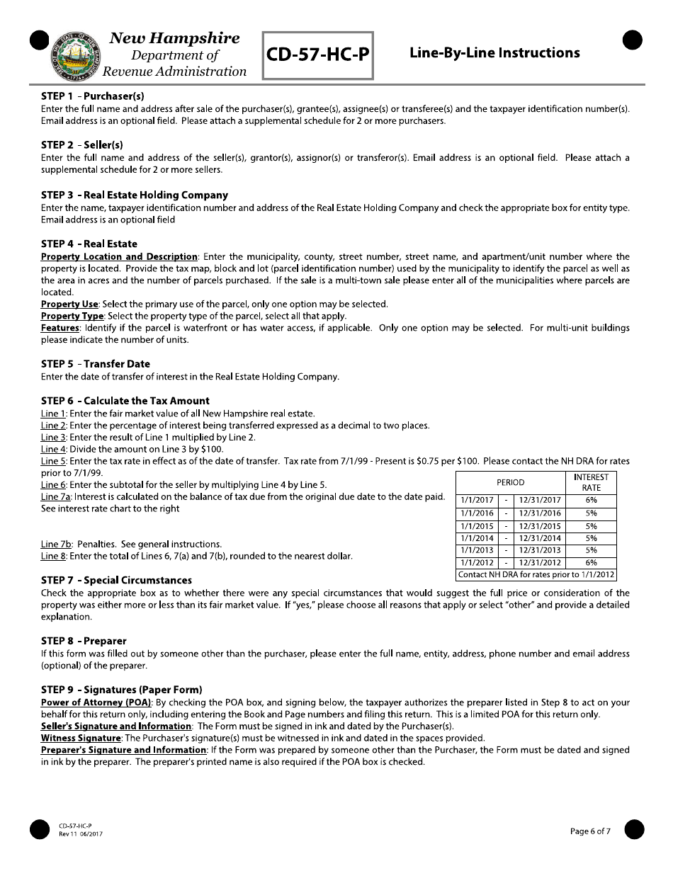 Form CD-57-HC-P Real Estate Transfer Tax Declaration of Consideration for Real Estate Holding Companies (Purchaser) - New Hampshire, Page 6