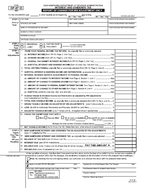 Form DP-87 ID  Printable Pdf